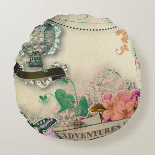 Papier Shabby Chic, Französisches Land, Vintage, A Rundes Kissen