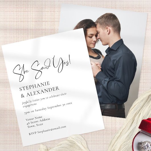 PAPIER Sie sagte Ja Script Foto Verlobung einladen