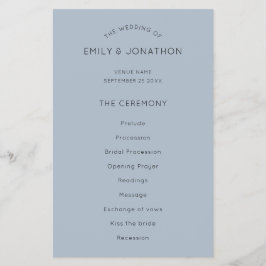 PAPIER | Simple Text Dusty Blue Wedding Program