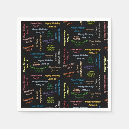 Papier-Taschentücher 16. Juni Geburtstag Serviette (Vorderseite)