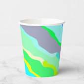 Papier-Tasse, Ein lebhafter, farbenfroher klassisc Pappbecher (Links)