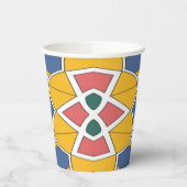 Papier-Tasse, Ein lebhafter, farbenfroher klassisc Pappbecher (Links)