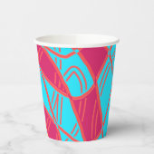 Papier-Tasse, Ein lebhafter, farbenfroher klassisc Pappbecher (Links)