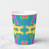 Papier-Tasse, Ein lebhafter, farbenfroher klassisc Pappbecher (Links)