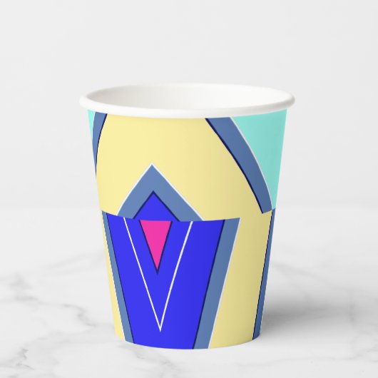 Papier-Tasse, Ein lebhafter, farbenfroher klassisc Pappbecher (Vorderseite)