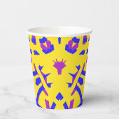 Papier-Tasse, Ein lebhafter, farbenfroher klassisc Pappbecher (Links)