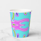 Papier-Tasse, Ein lebhaftes, farbenfrohes klassisc Pappbecher (Rückseite)