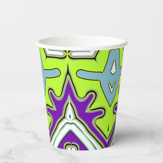 Papier-Tasse, Eine lebendige farbenfrohe klassisch Pappbecher (Rückseite)