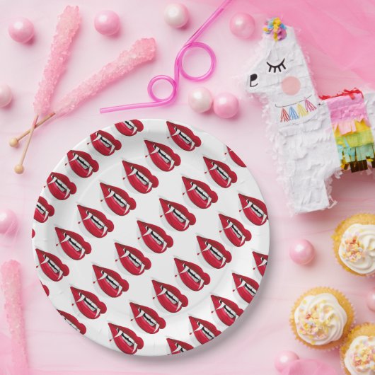 Papier-Teller 9"/Vampire Lippen Pappteller (Party)