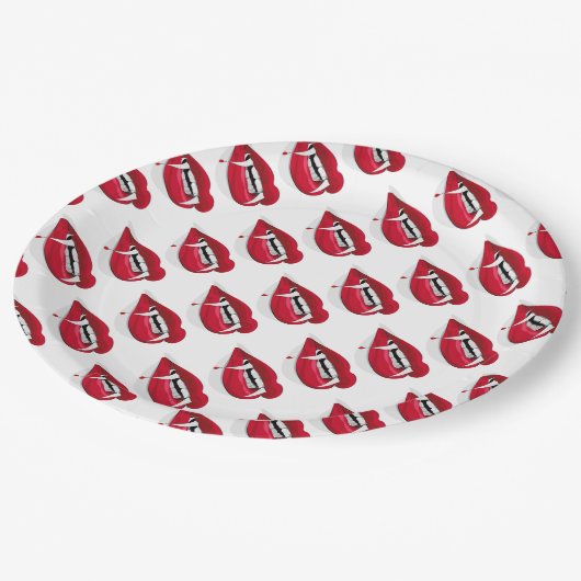 Papier-Teller 9"/Vampire Lippen Pappteller (Schrägansicht)