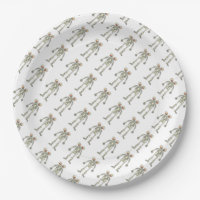 Papier-Teller 9"/Zwei-Halloween-Skelette