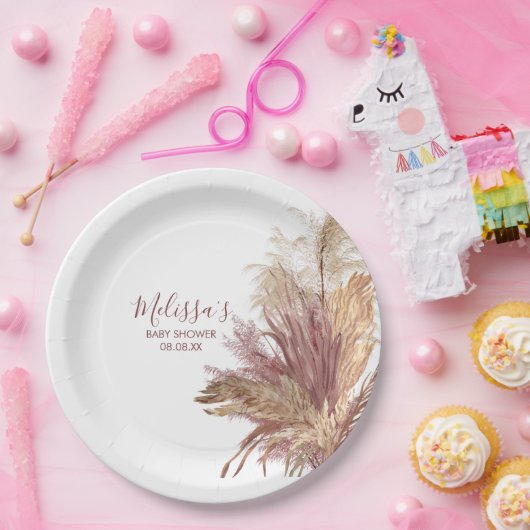 Papier Teller Aquarellfarben Pampas Grass Mauve Pi (Party)