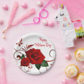 Papier Teller Blumenkohle Rote Rose (Party)