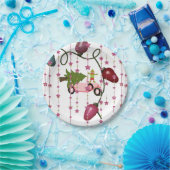 Papier Teller, frohe Weihnachten Pink Auto Elf Pappteller (Party)