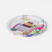 Papier Teller, glücklich Geburtstag Hippopotamus B Pappteller (Schrägansicht)