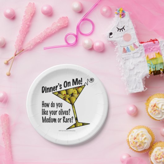 PAPIER TELLER - MITTEL- oder SELTENE MARTINI OLIVE (Party)