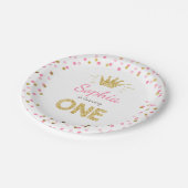 Papier-Teller-rosa Gold Geburtstag Prinzessin Pappteller (Schrägansicht)