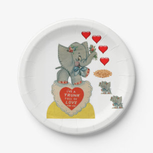 Papier Teller Valentinstag Elefant Vintag