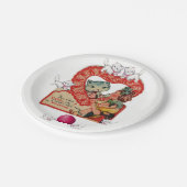 Papier Teller Valentinstag Kitten Vintag (Schrägansicht)