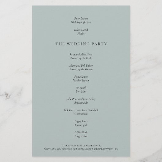 PAPIER | Trendy Watercolor Blätter Wedding Program (Hinten)