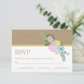 Papier und rosa, Aqua-Blume Hochzeit RSVP (Stehend Vorderseite)