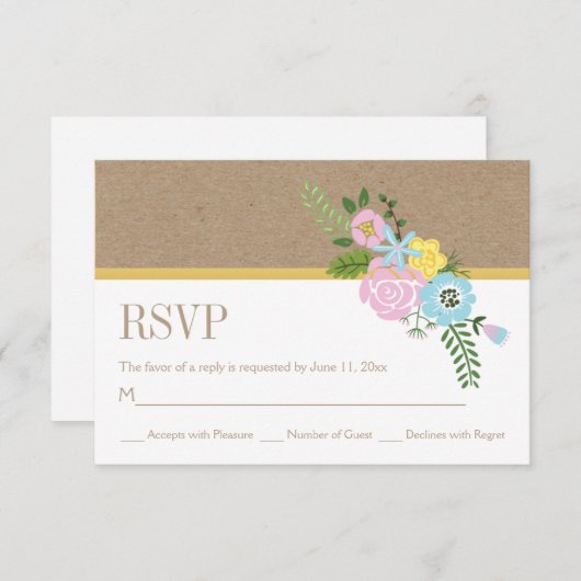 Papier und rosa, Aqua-Blume Hochzeit RSVP (Vorne/Hinten)