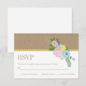 Papier und rosa, Aqua-Blume Hochzeit RSVP Karte (Vorne/Hinten)