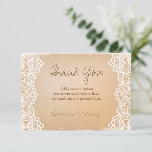 Papier und Spitze, danke Karten (Stehend Vorderseite)