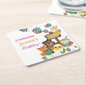 Papier Untersetzer Happy Birthday Fox Bear Küken K (angewinkelt)