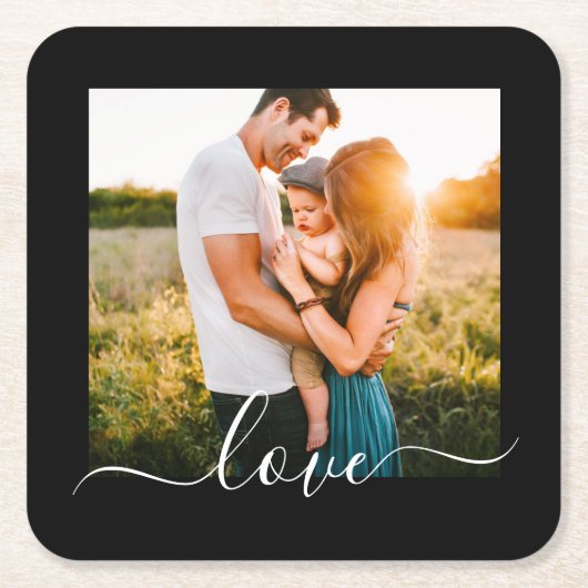 Papier-Untersetzer Hochzeitsschreiben Liebe Foto S Rechteckiger Pappuntersetzer (Vorderseite)