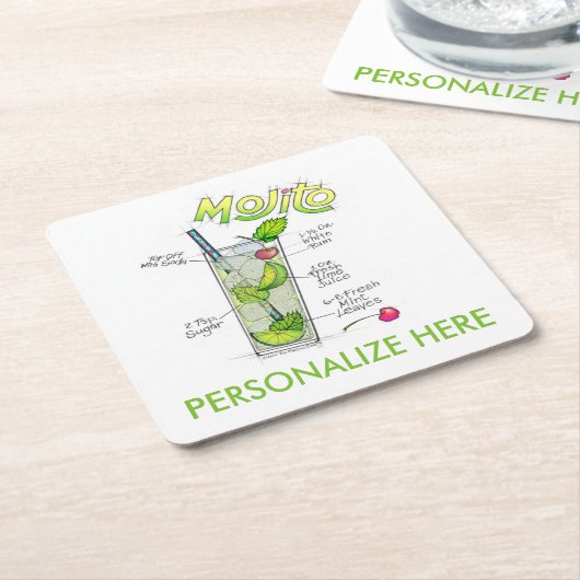 PAPIER UNTERSETZER - MOJITO RECIPE COCKTAIL ART (angewinkelt)
