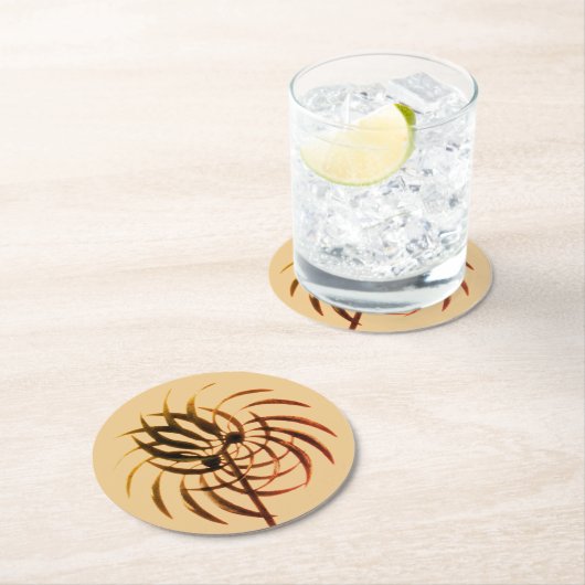 Papier-Untersetzer-Set - Metall-Kenetic-Wind-Ornam Runder Pappuntersetzer (Vor Ort)