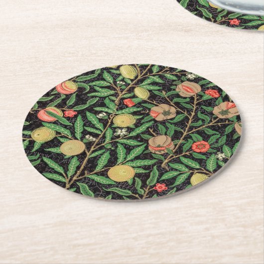 PAPIER UNTERSETZER: WILLIAM MORRIS : POMEGRANATE RUNDER PAPPUNTERSETZER (Angewinkelt)