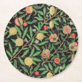 PAPIER UNTERSETZER: WILLIAM MORRIS : POMEGRANATE RUNDER PAPPUNTERSETZER