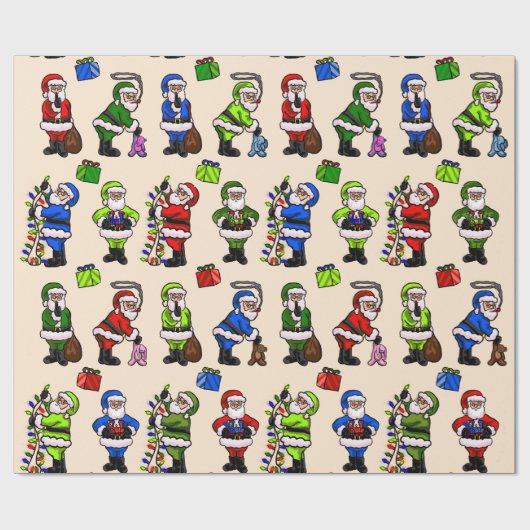 Papier vier Farben Santas Geschenkpapier (Flach)