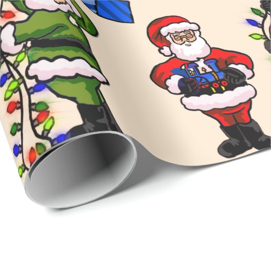 Papier vier Farben Santas Geschenkpapier (Rolleneckpunkt)