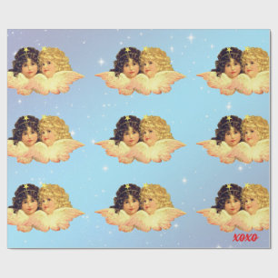PAPIER VINTAGE ANGEL STARTEN IN BLAU GESCHENKPAPIER