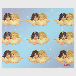 PAPIER VINTAGE ANGEL STARTEN IN BLAU GESCHENKPAPIER