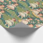 Papier-Vintage Girls Wrapping Paper Geschenkpapier (Ecke)