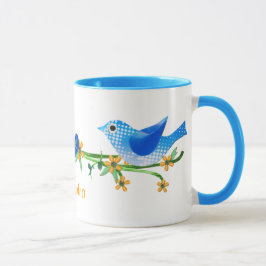 Papier Vögel Individuelle Name Tasse Blau
