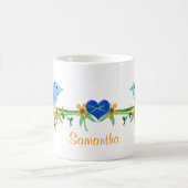 Papier Vögel Individuelle Name Tasse Blau (Mittel)
