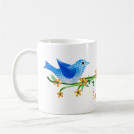 Papier Vögel Individuelle Name Tasse Blau