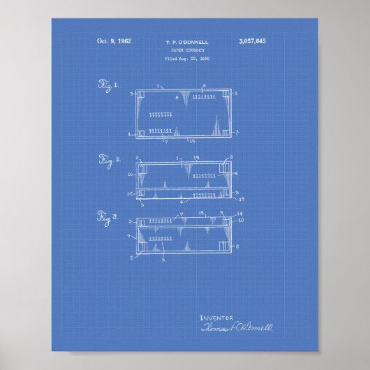 Papier Währung 1962 Patentart Blueprint Poster (Vorne)
