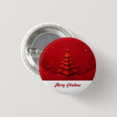 Papier-Weihnachtsbaum auf rotem Hintergrund Button (Vorne & Hinten)