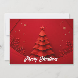 Papier-Weihnachtsbaum auf rotem Hintergrund Einladung