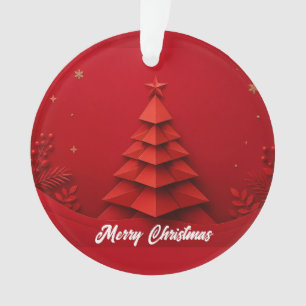 Papier-Weihnachtsbaum auf rotem Hintergrund Ornament