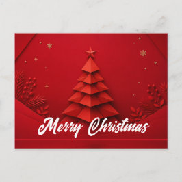 Papier-Weihnachtsbaum auf rotem Hintergrund Postkarte