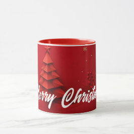 Papier-Weihnachtsbaum auf rotem Hintergrund Tasse