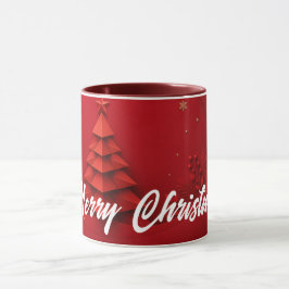 Papier-Weihnachtsbaum auf rotem Hintergrund Tasse