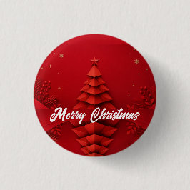 Papier-Weihnachtsbaum roter Hintergrund Button